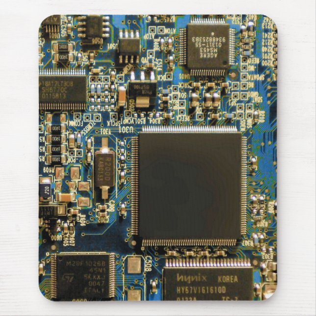 Tapis De Souris Circuit imprimé bleu macro | Photo de PCB (Devant)