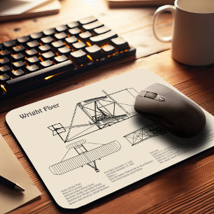 Tapis De Souris Circulaire Wright - Plan de dessin plan de l'avion
