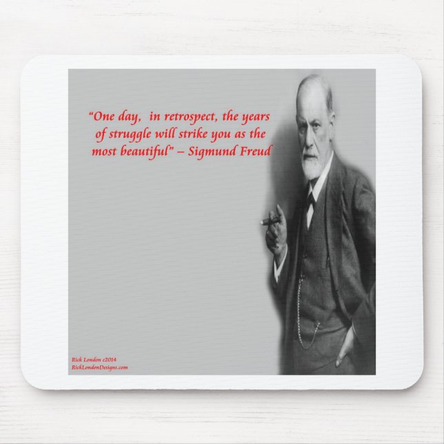 Tapis De Souris Citation célèbre de Sigmund Freud sur le "combat" (Devant)
