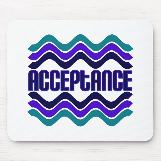 Tapis De Souris Citation d'acceptation en bleu vert violet (Devant)