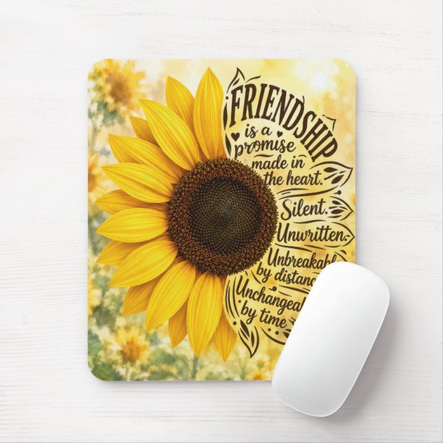 Tapis De Souris Citation d'amitié tournesol (Avec souris)