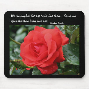 Tapis De Souris Citation d'attitude inspirationnelle Red Rose