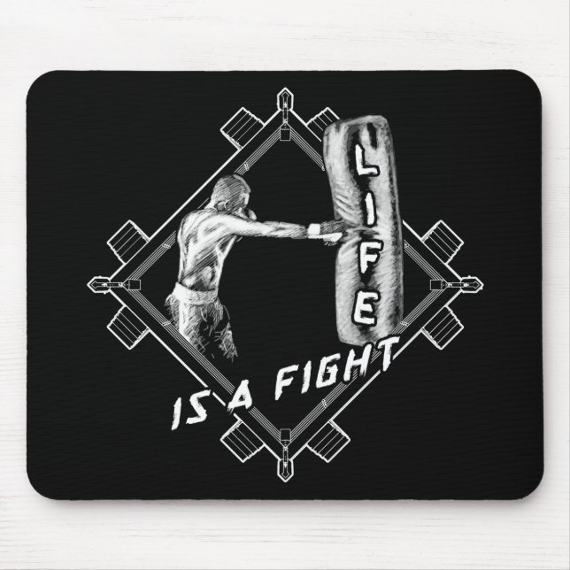 Tapis De Souris Citation de boxe La vie est un combat (Devant)