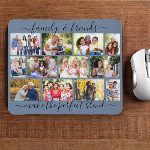 Tapis De Souris Citation de famille et d'amis Collage de 12 photos