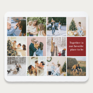 Tapis De Souris Citation de famille Photo Collage Rouge Bourgogne