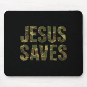 Tapis De Souris Citation de foi chrétienne vintage Jésus sauve Cam