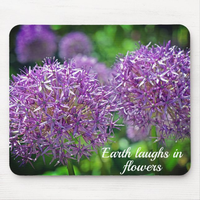 Tapis De Souris Citation de jardin violet Allium Flowers (Devant)