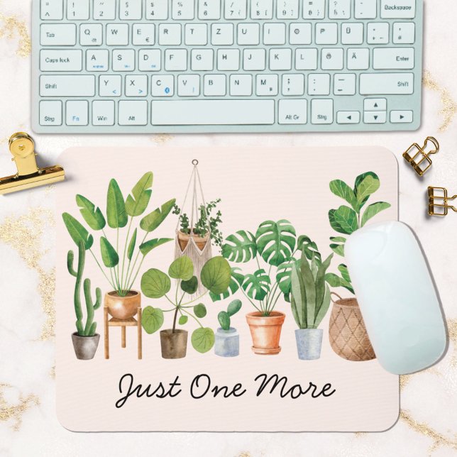 Tapis De Souris Citation de jardinage à l'aquarelle Boho Houseplan (In situ office desk)