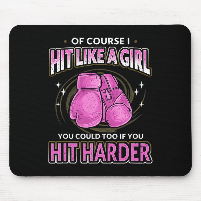 Tapis De Souris Citation de kickboxing pour femmes Image de citati (Devant)