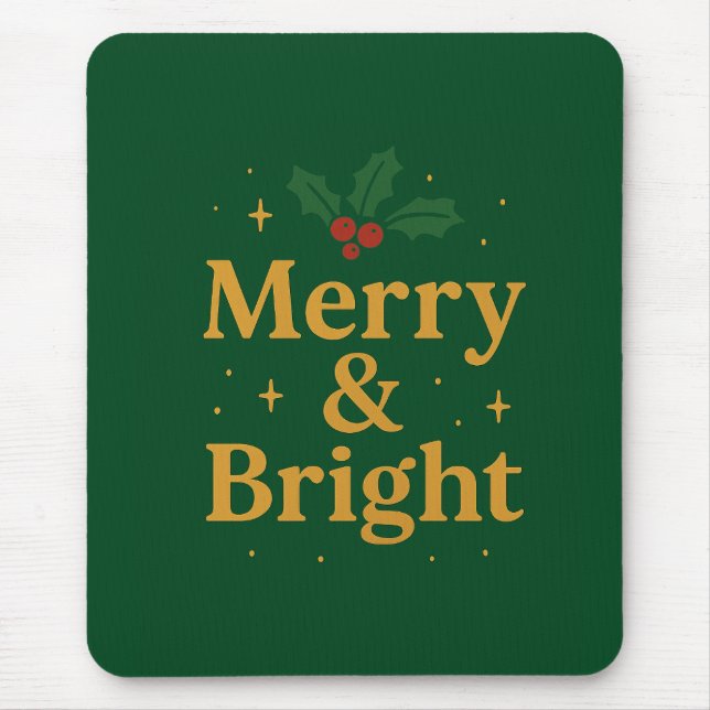 Tapis De Souris Citation de Noël Merry & Bright (Devant)