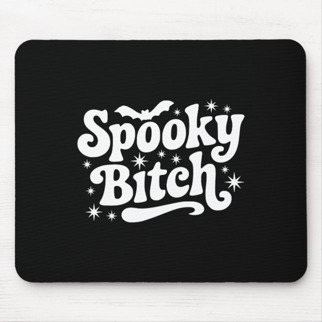 Tapis De Souris Citation De Sorcière éffrayante Retro Halloween Di (Devant)
