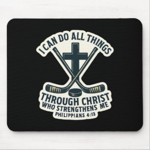 Tapis De Souris Citation de verset biblique chrétien de hockey sur