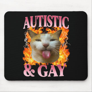 Tapis De Souris Citation drôle d'humour de chat autiste et gay Q