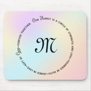 Tapis De Souris Citation du cercle familial et monogramme sur arc-