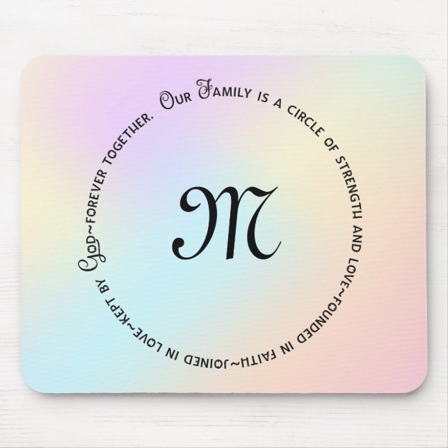 Tapis De Souris Citation du cercle familial et monogramme sur arc- (Devant)
