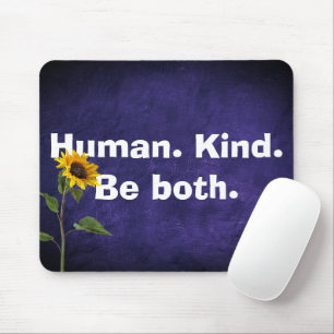 Tapis De Souris Citation du genre humain avec tournesol en cuir