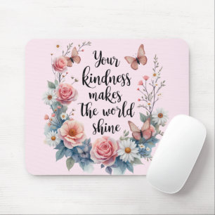 Tapis De Souris Citation florale inspirante avec papillons