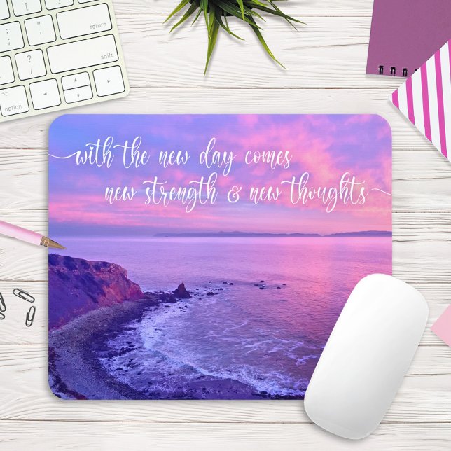 Tapis De Souris Citation inspirante de Purple Pink Ocean Sunset (Créateur téléchargé)