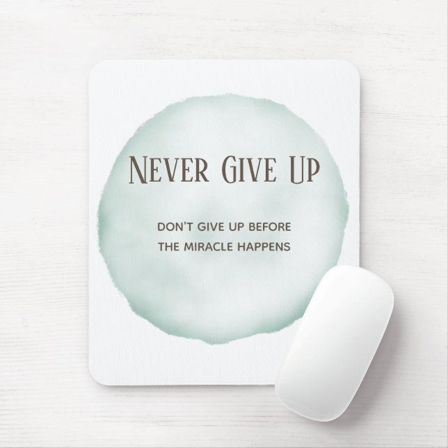Tapis De Souris Citation Motivation verte aquarelle (Avec souris)