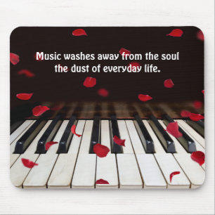 Tapis De Souris Citation musicale sur les touches de piano