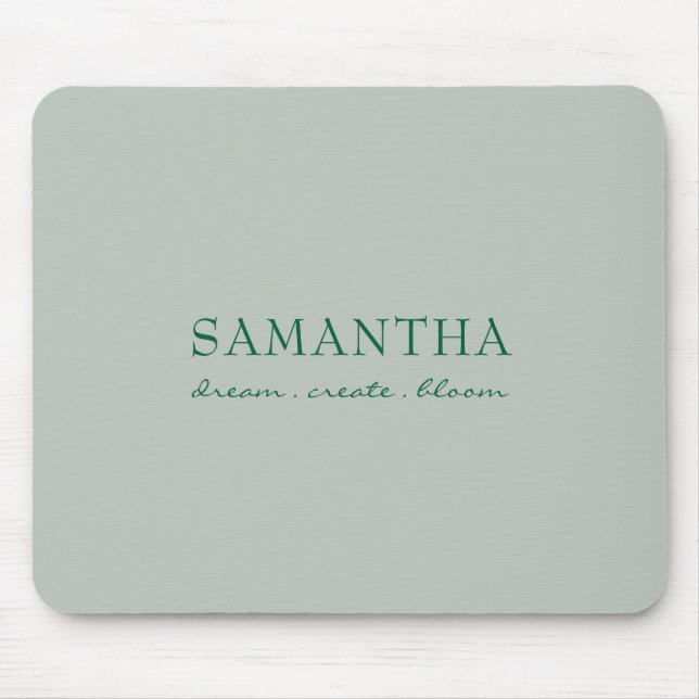 Tapis De Souris Citation Positive Nom Vert Sauge Moderne (Devant)