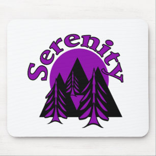 Tapis De Souris Citation Serenity Moderne Black Purple Lune Arbres