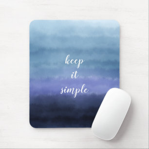Tapis De Souris Citation Simplicité Moderne Aquarelle Bleu Violet