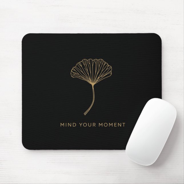 Tapis de souris citation zen feuille de ginkgo or  (Avec souris)