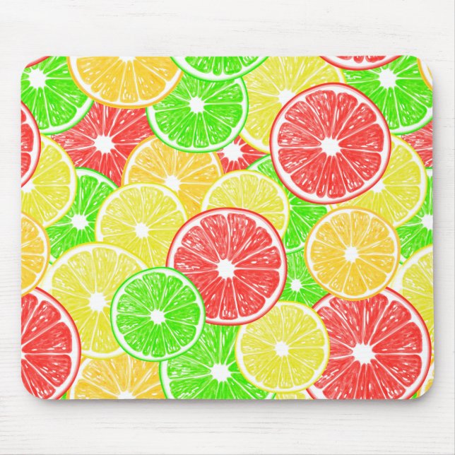 Tapis De Souris Citron, orange, pamplemousse et tranches de citron (Devant)