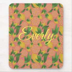 Tapis De Souris Citron Rose Aquarelle Fruit Personnalisé