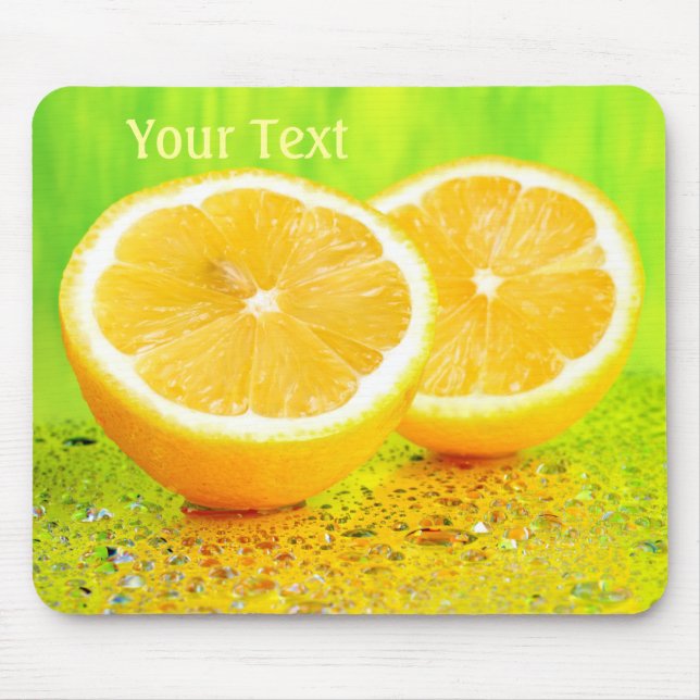 Tapis De Souris Citron tranché et gouttes d'eau Mousepad (Devant)