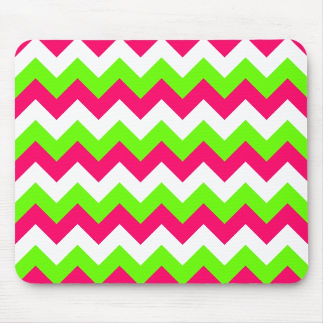 Tapis De Souris Citron vert rose et zigzag blanc (Devant)