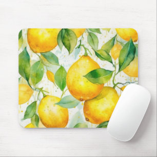 TAPIS DE SOURIS CITRONS À L'AQUARELLE JAUNE PENDANT DANS UN ARBRE