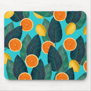 Tapis De Souris citrons et oranges turquoises