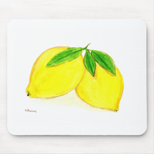 Tapis De Souris Citrons Fruits jaunes Aquarelle d'agrumes tropicau (Devant)
