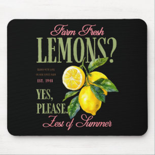 Tapis De Souris Citrons graphique vintage ferme frais esthétique é