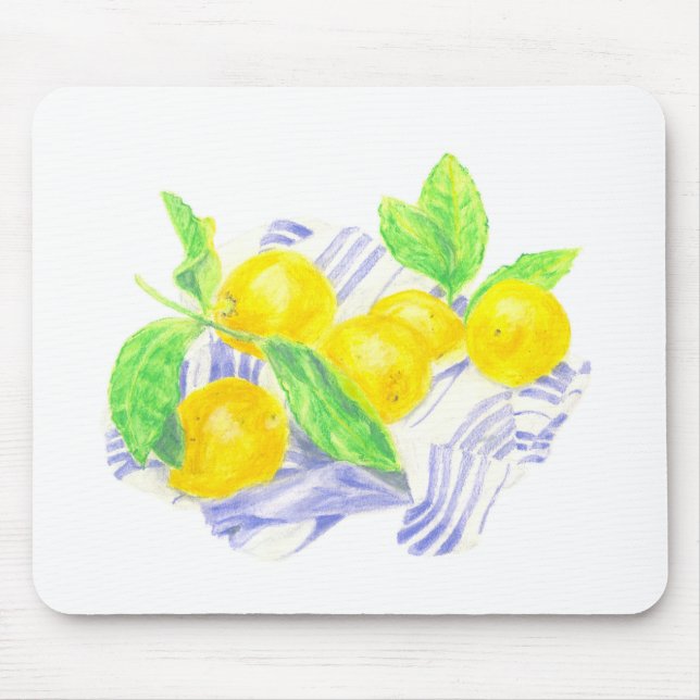 Tapis De Souris citrons Meyer sur la serviette de cuisine (Devant)