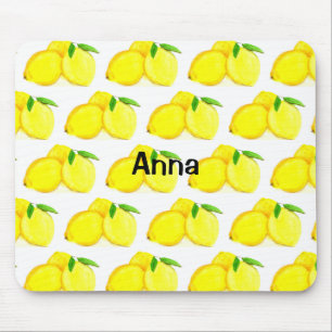 Tapis De Souris Citrons peints Aquarelle Motif de fruits jaunes