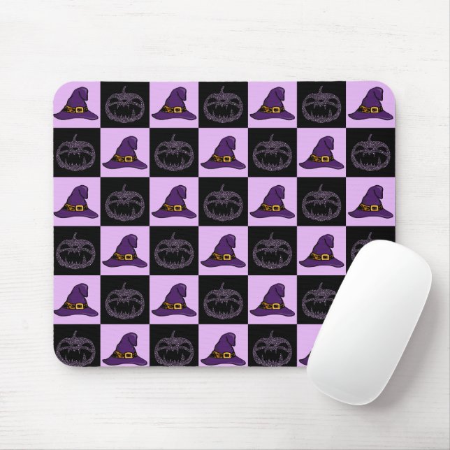 Tapis De Souris Citrouille Casquette de la sorcière Halloween Face (Avec souris)