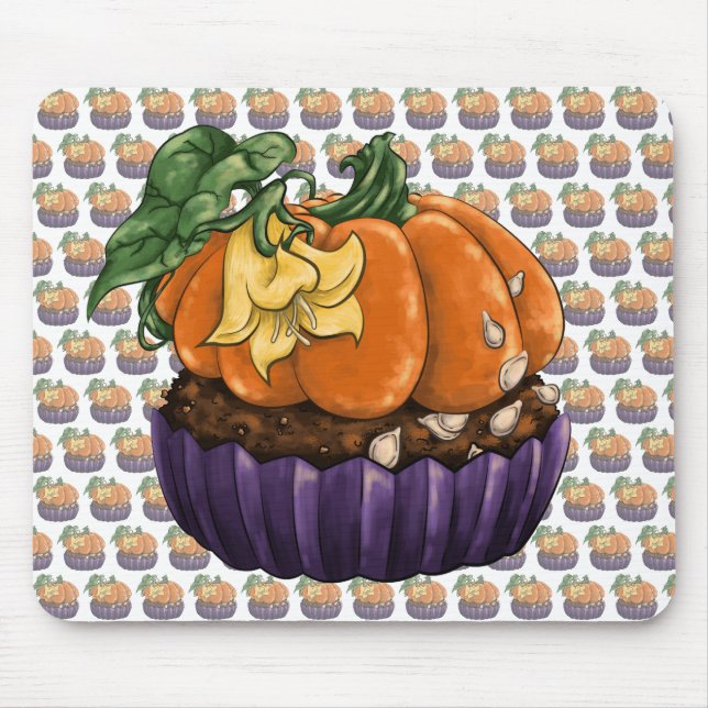 Tapis De Souris Citrouille Cupcake (Devant)