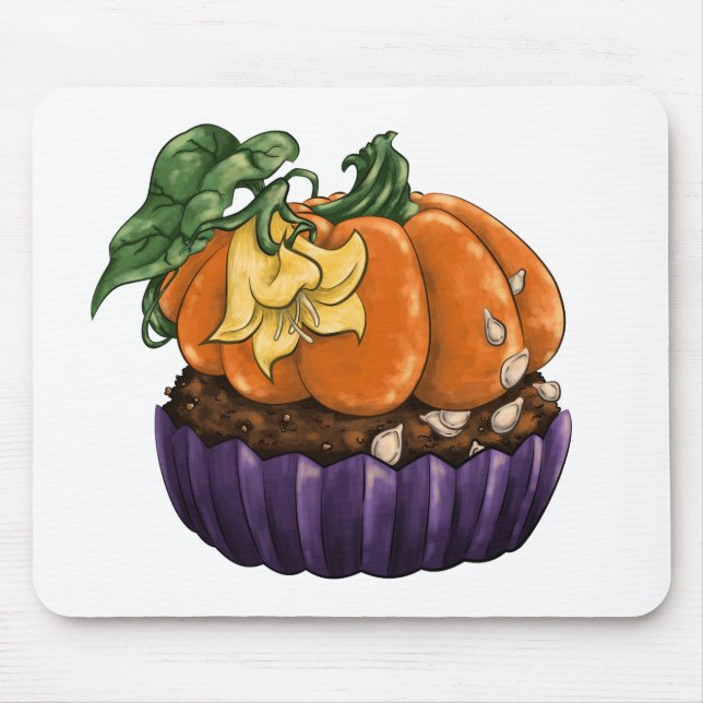 Tapis De Souris Citrouille Cupcake (Devant)
