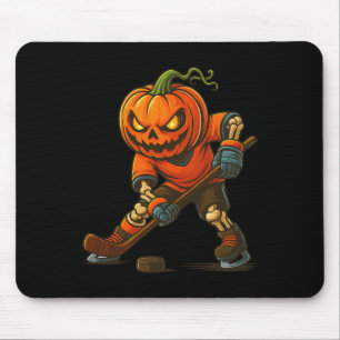 Tapis De Souris Citrouille de hockey sur glace visage d'Halloween