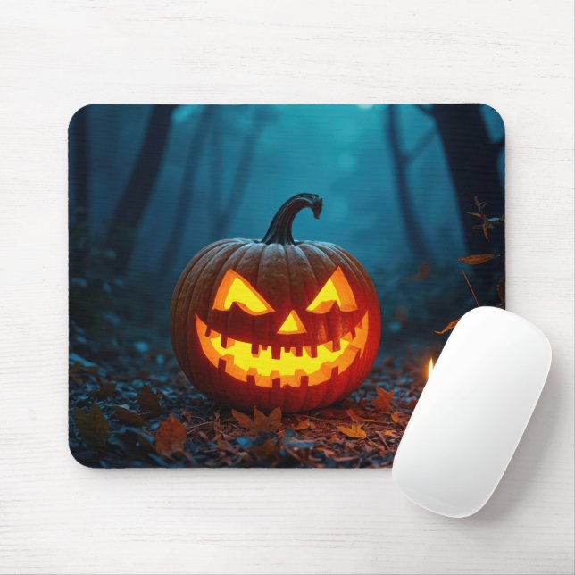 Tapis De Souris Citrouille d'Halloween dans les bois (Avec souris)