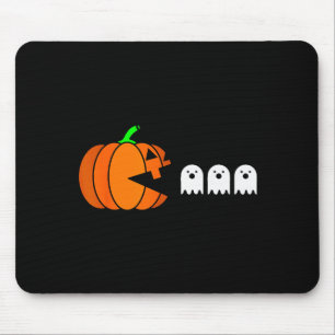 Tapis De Souris Citrouille drôle d'Halloween mangeant un fantôme,