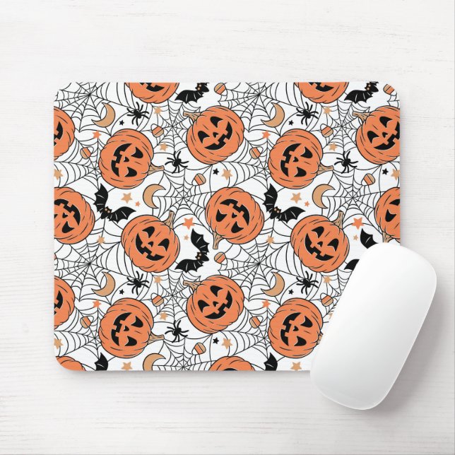 Tapis De Souris Citrouille éffrayant Motif Halloween (Avec souris)