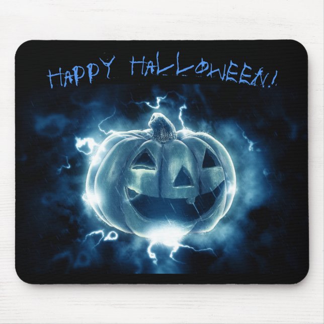 Tapis de souris Citrouille effrayante Joyeux Hallo (Devant)
