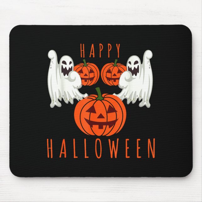 Tapis De Souris Citrouille fantôme effrayant Halloween  (Devant)