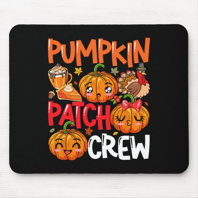 Tapis De Souris Citrouille mignon patchs d'équipage Thanksgiving F (Devant)