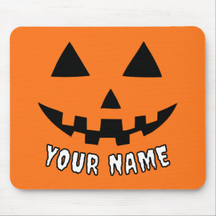 Tapis De Souris Citrouille orange personnalisé Halloween Votre Nom