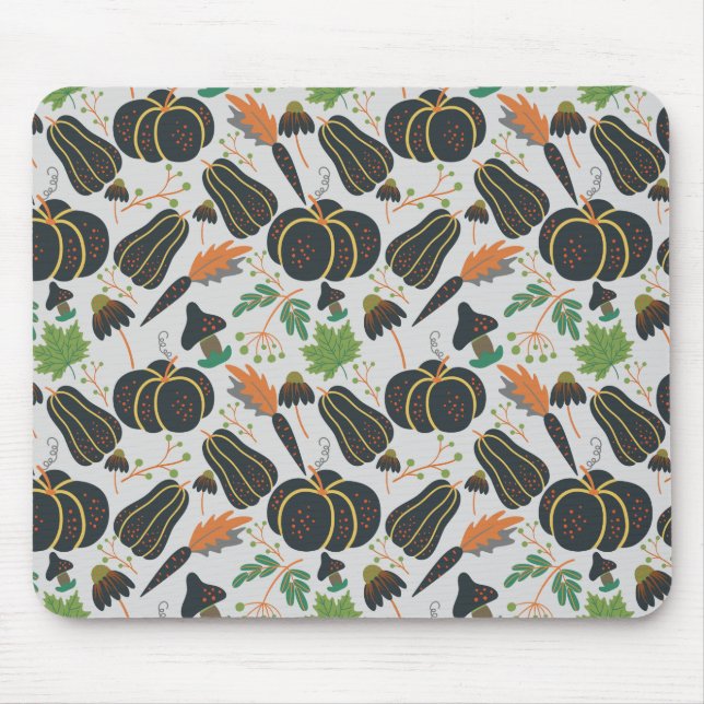 Tapis De Souris Citrouille sans soudure carotte motif noir et blan (Devant)